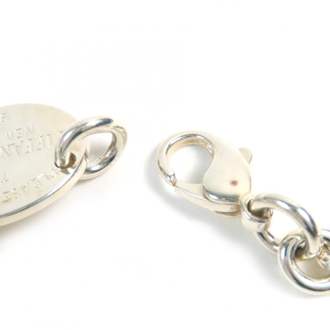 Great TIFFANY&Co. Necklace oval tag choker Silver SV925 mens