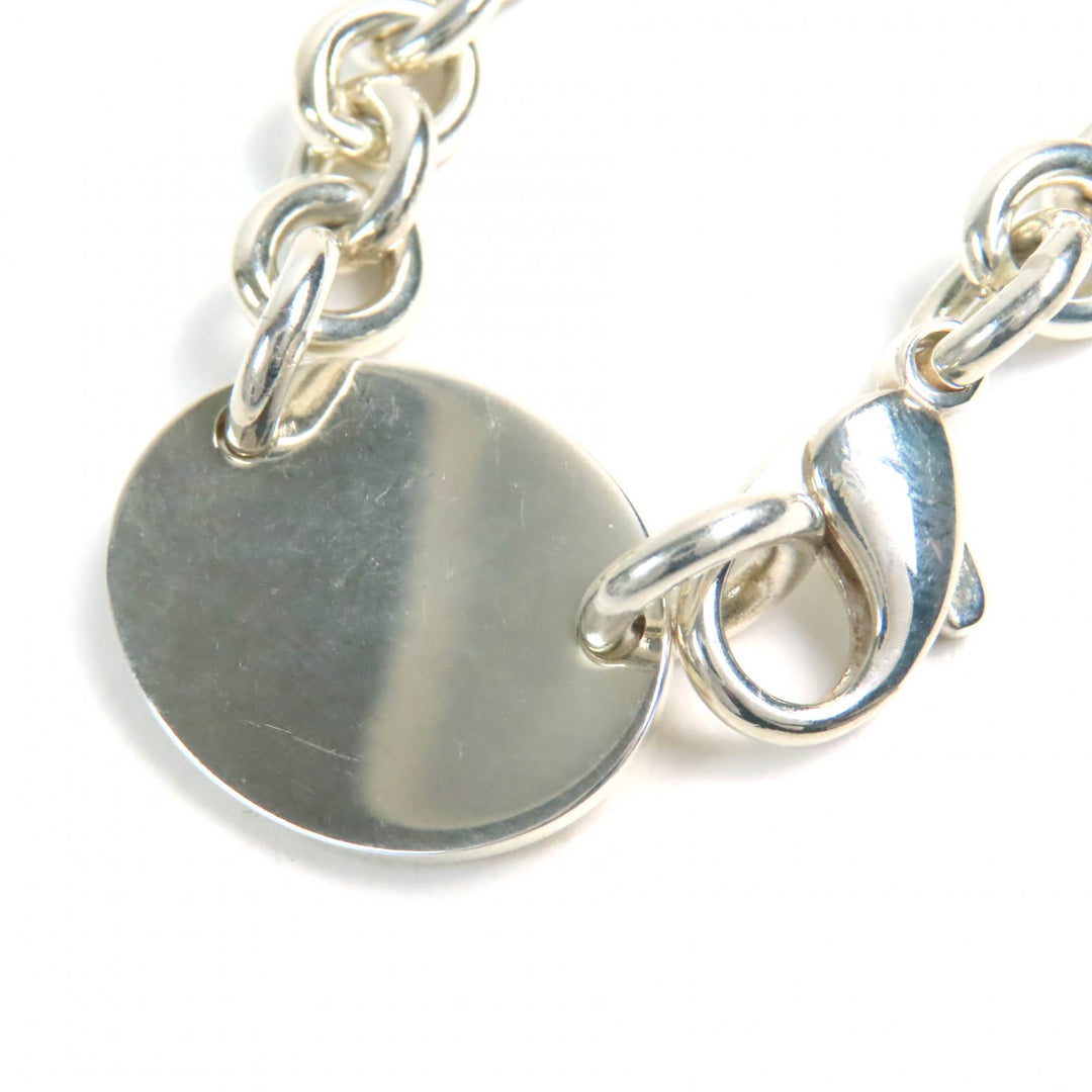 Great TIFFANY&Co. Necklace oval tag choker Silver SV925 mens