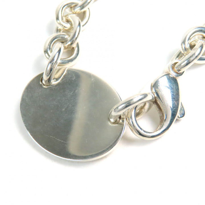Great TIFFANY&Co. Necklace oval tag choker Silver SV925 mens