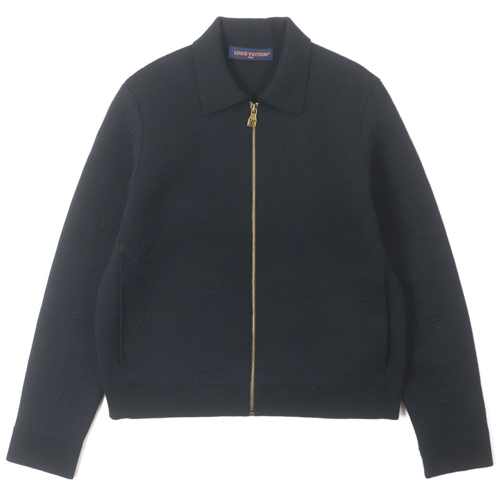 LOUIS VUITTON Blouson Embossed Technical Zip up jacket black wool mens S 1AFYEJ