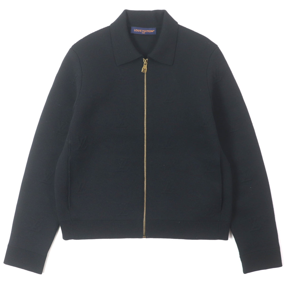 Excellent LOUIS VUITTON Blouson Embossed Technical black wool mens S 1AFYEJ