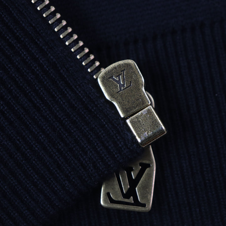 Excellent LOUIS VUITTON Blouson Embossed Technical black wool mens S 1AFYEJ