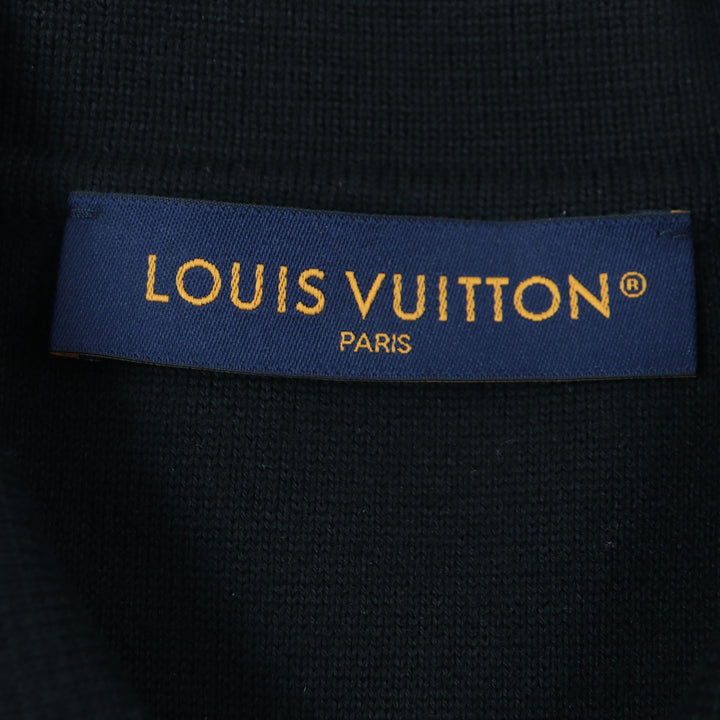 Excellent LOUIS VUITTON Blouson Embossed Technical black wool mens S 1AFYEJ