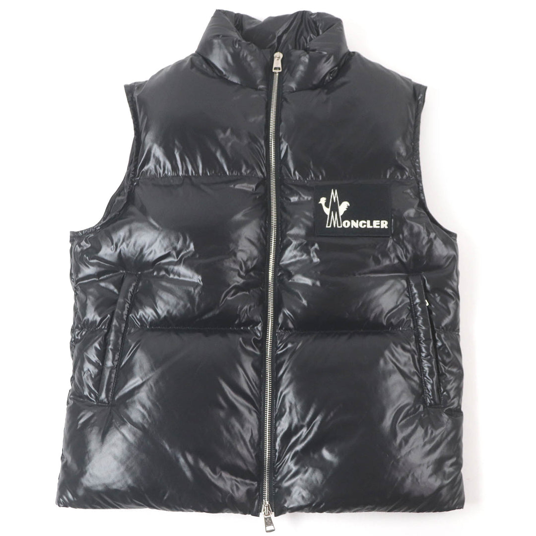 Excellent MONCLER Down vest BANKER GILET Logo patch WZIP gilet black Nylon mens 0