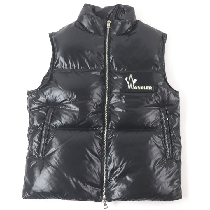 Excellent MONCLER Down vest BANKER GILET Logo patch WZIP gilet black Nylon mens 0