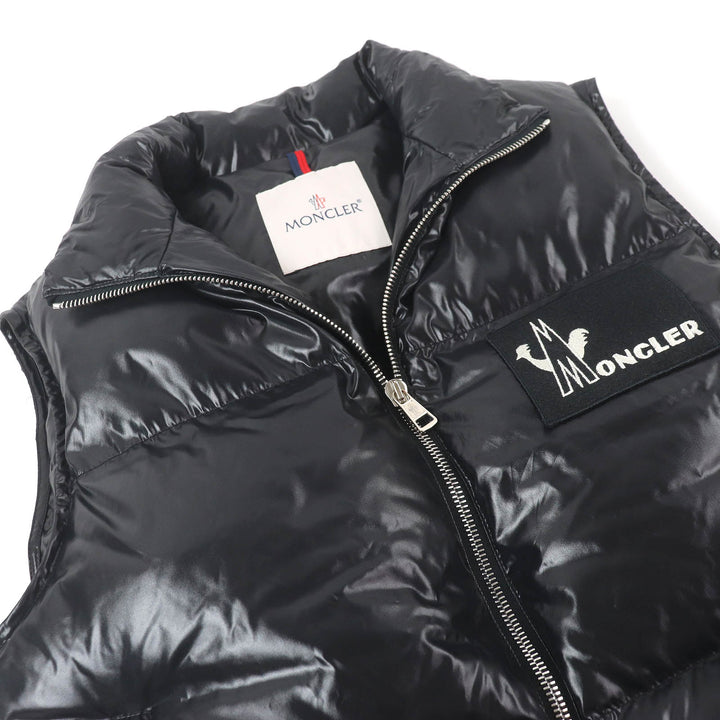 Excellent MONCLER Down vest BANKER GILET Logo patch WZIP gilet black Nylon mens 0