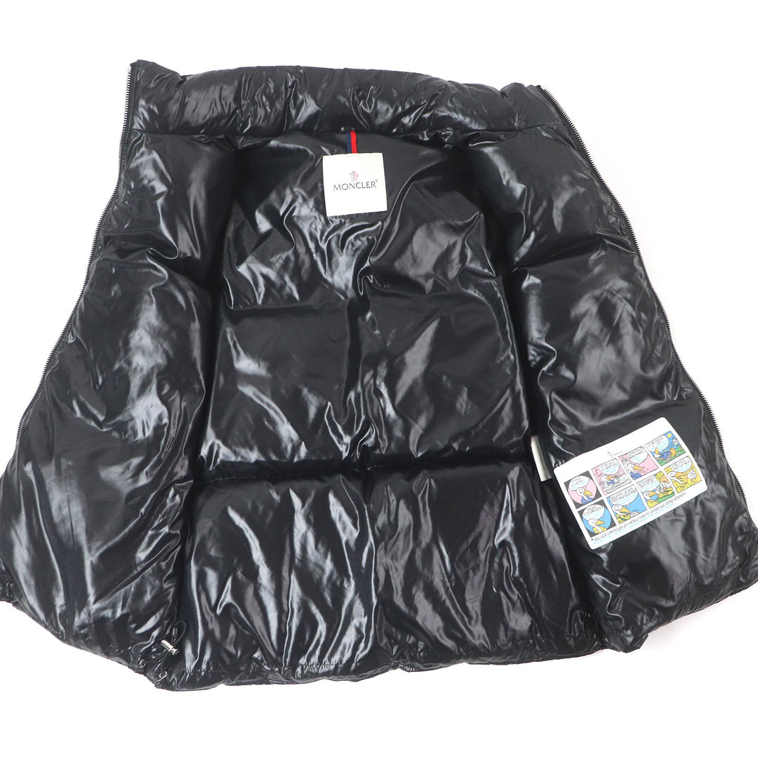 Excellent MONCLER Down vest BANKER GILET Logo patch WZIP gilet black Nylon mens 0