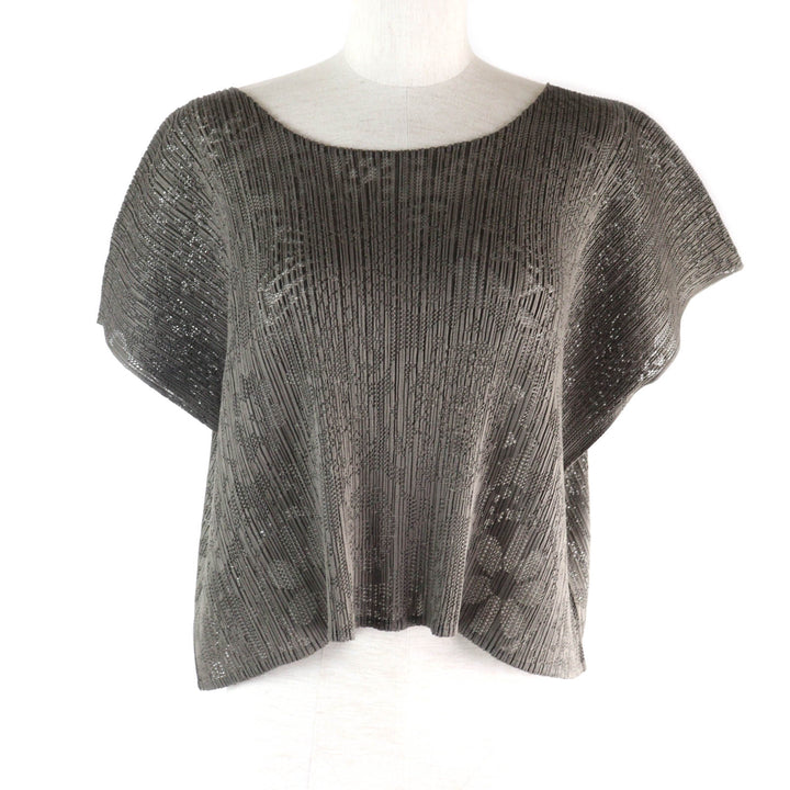 Excellent PLEATS PLEASE T-shirt Floral print All-over lace Cropped length Women
