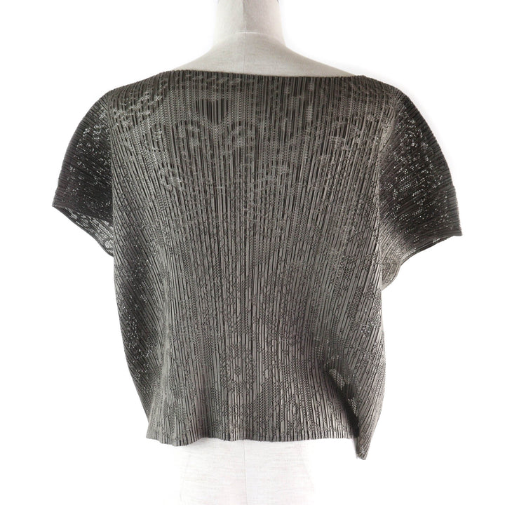 Excellent PLEATS PLEASE T-shirt Floral print All-over lace Cropped length Women