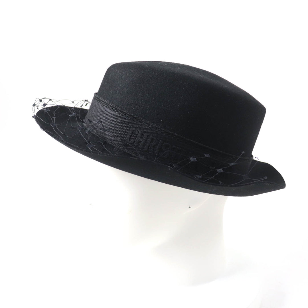 Excellent Christian Dior hat Logo design with tulle Rabbit Women 57 04DPN960G893