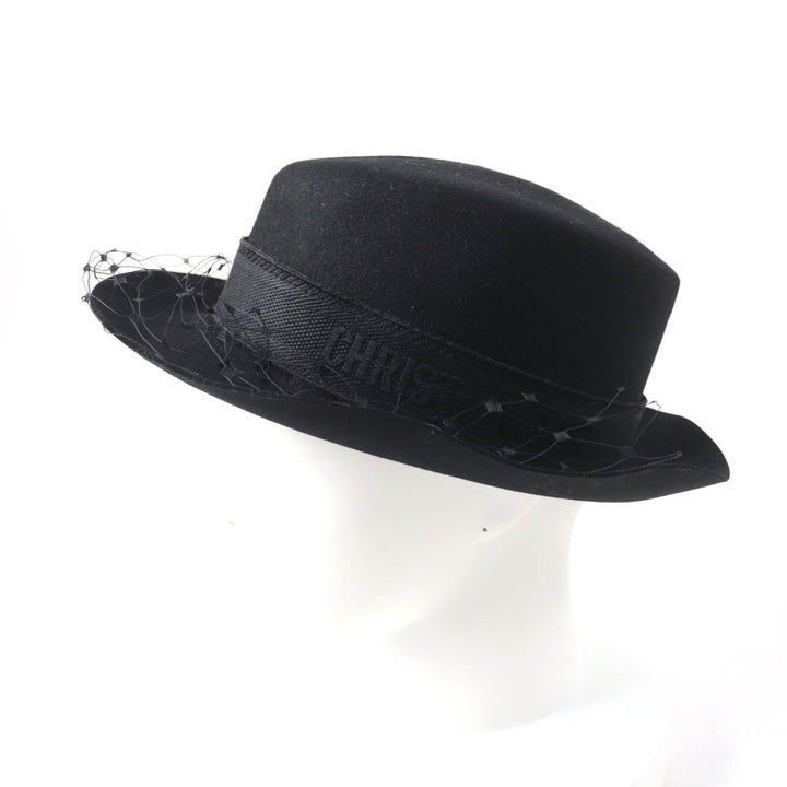 Excellent Christian Dior hat Logo design with tulle Rabbit Women 57 04DPN960G893