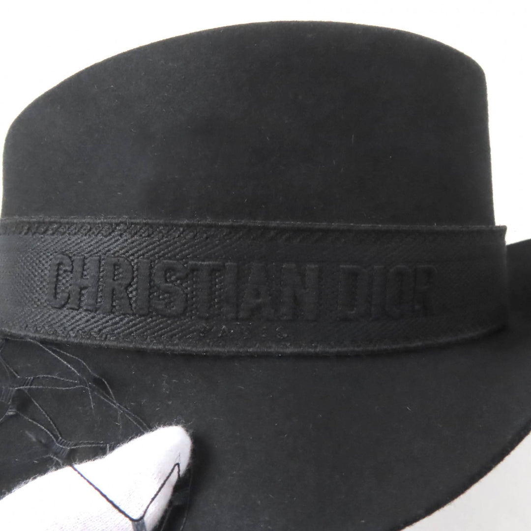 Excellent Christian Dior hat Logo design with tulle Rabbit Women 57 04DPN960G893