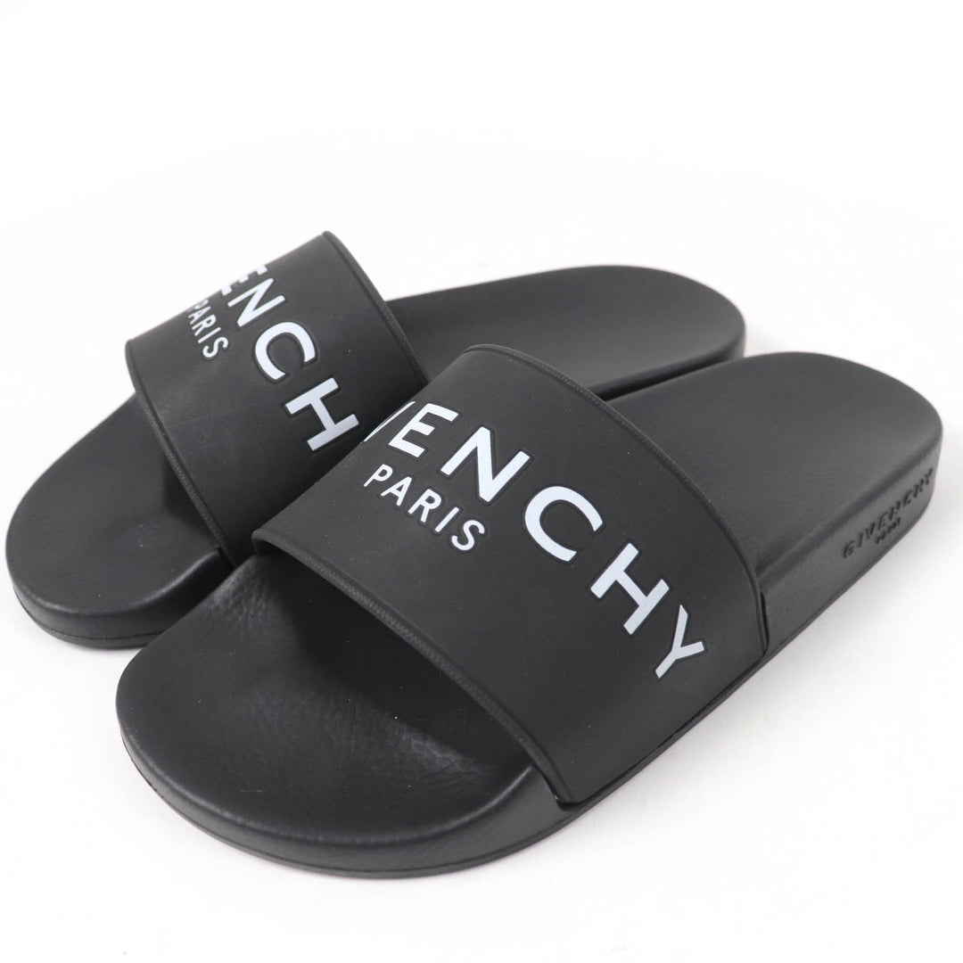 Pristine GIVENCHY Sandals Logo design slide sandals black rubber Women 35