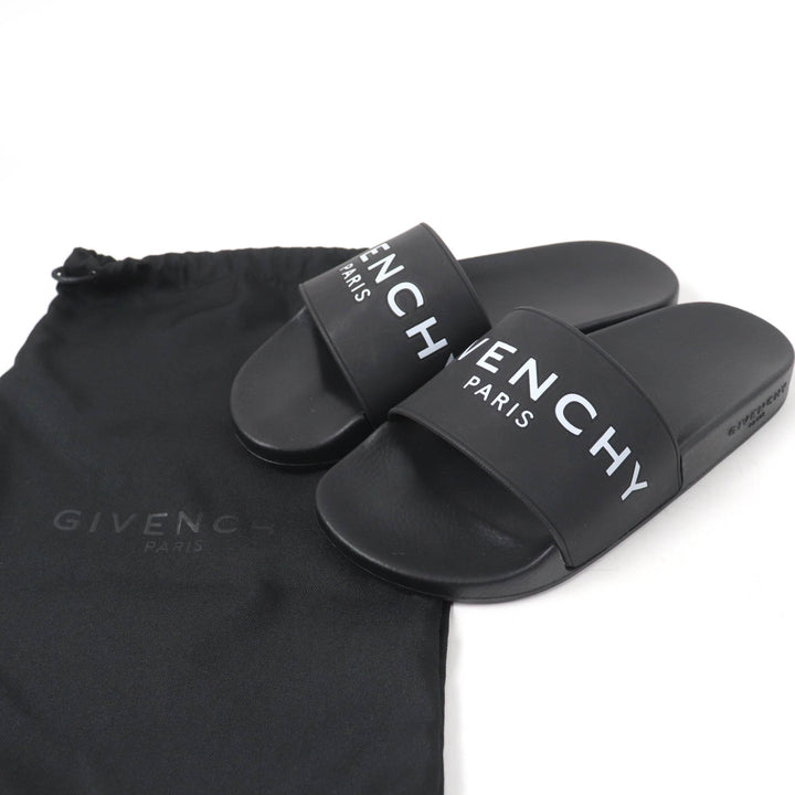 Pristine GIVENCHY Sandals Logo design slide sandals black rubber Women 35