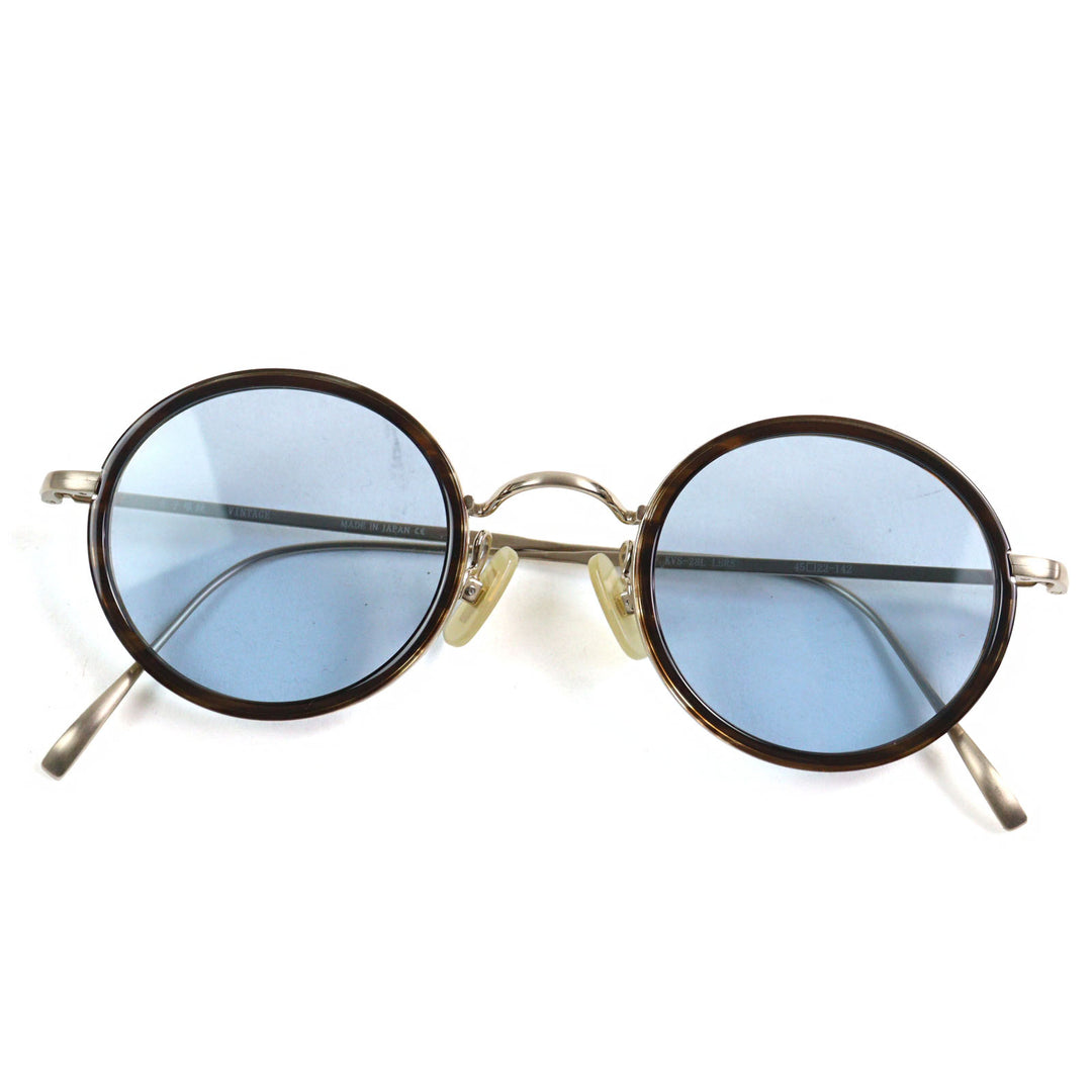 Excellent 金子眼鏡 sunglasses KVS-28L LBRS Round type, flat lens, color lens, paulownia wood box included Brass gold mens