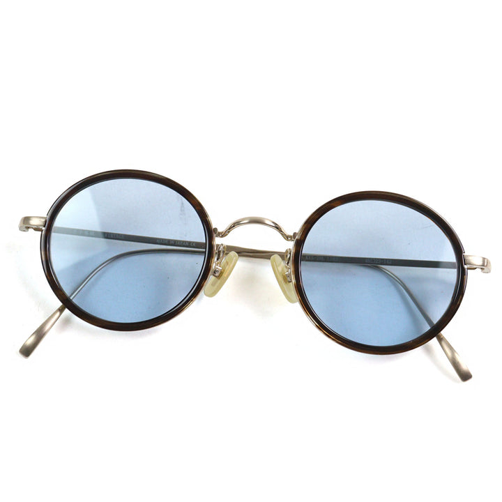 Excellent 金子眼鏡 sunglasses KVS-28L LBRS Round type, flat lens, color lens, paulownia wood box included Brass gold mens