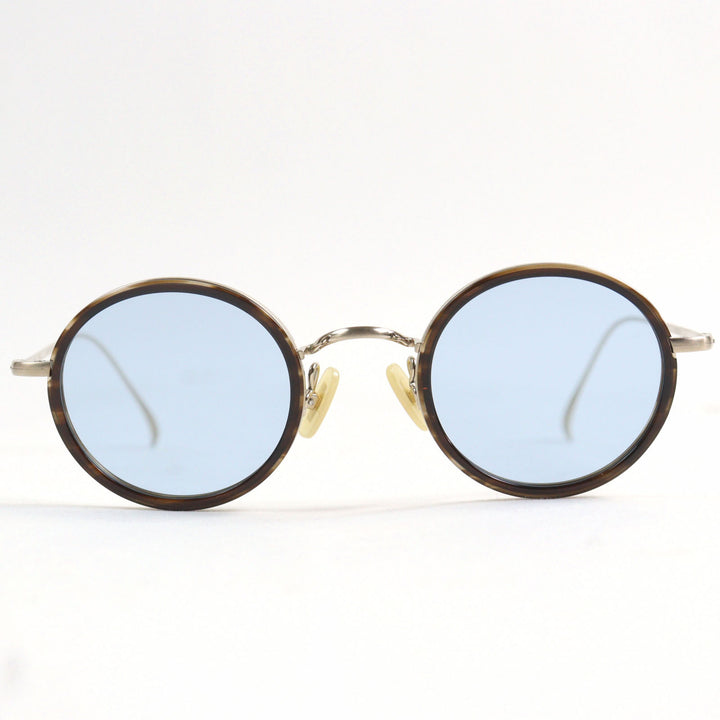 Excellent 金子眼鏡 sunglasses KVS-28L LBRS Round type, flat lens, color lens, paulownia wood box included Brass gold mens