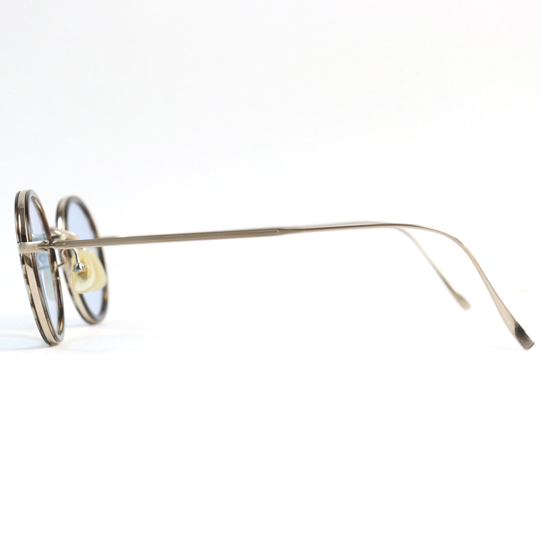 Excellent 金子眼鏡 sunglasses KVS-28L LBRS Round type, flat lens, color lens, paulownia wood box included Brass gold mens