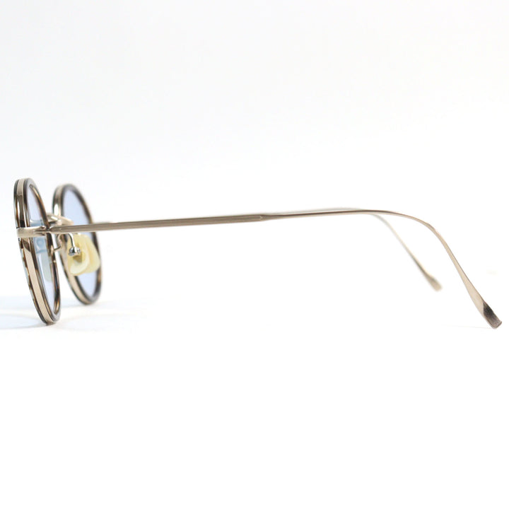 Excellent 金子眼鏡 sunglasses KVS-28L LBRS Round type, flat lens, color lens, paulownia wood box included Brass gold mens