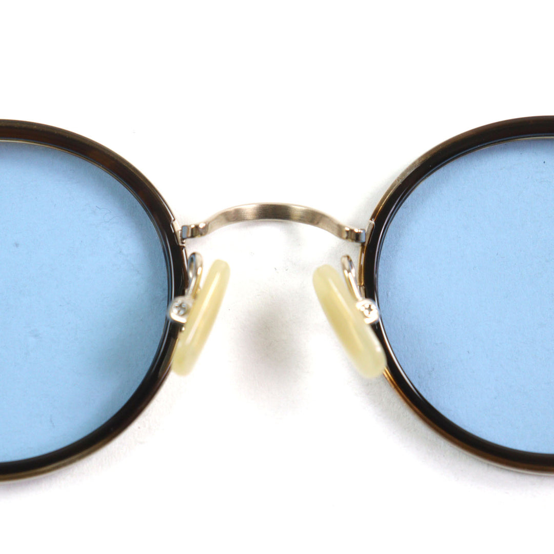 Excellent 金子眼鏡 sunglasses KVS-28L LBRS Round type, flat lens, color lens, paulownia wood box included Brass gold mens