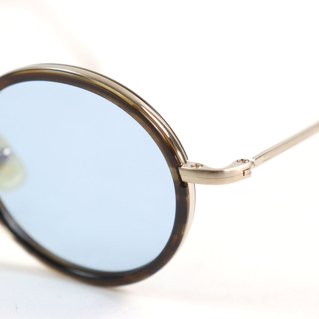 Excellent 金子眼鏡 sunglasses KVS-28L LBRS Round type, flat lens, color lens, paulownia wood box included Brass gold mens