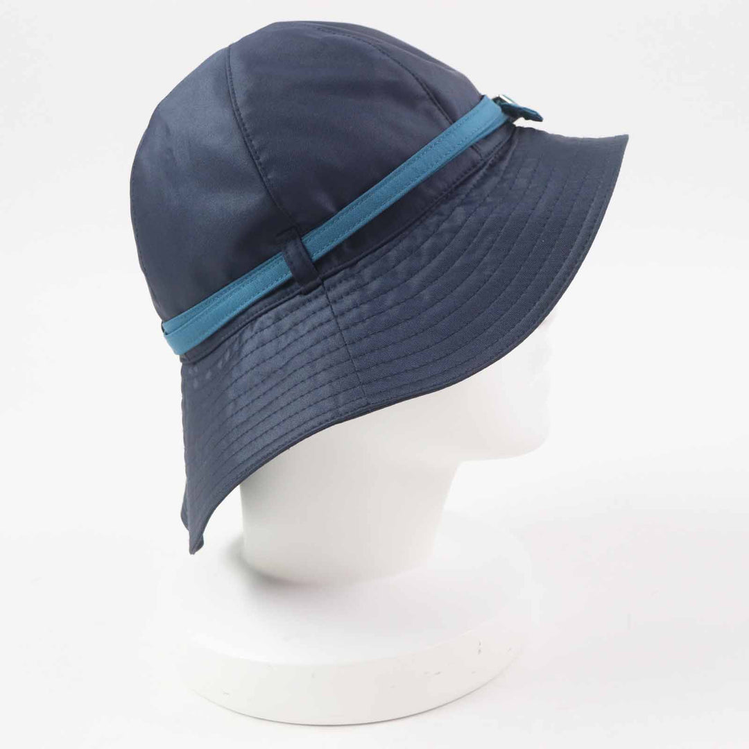 Great HERMES hat Belted hat/ Navy light blue polyester Women 56
