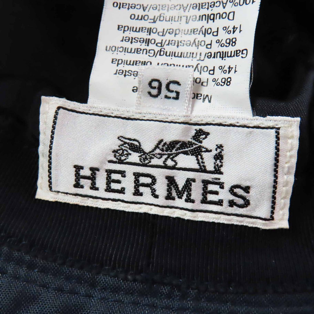 Great HERMES hat Belted hat/ Navy light blue polyester Women 56