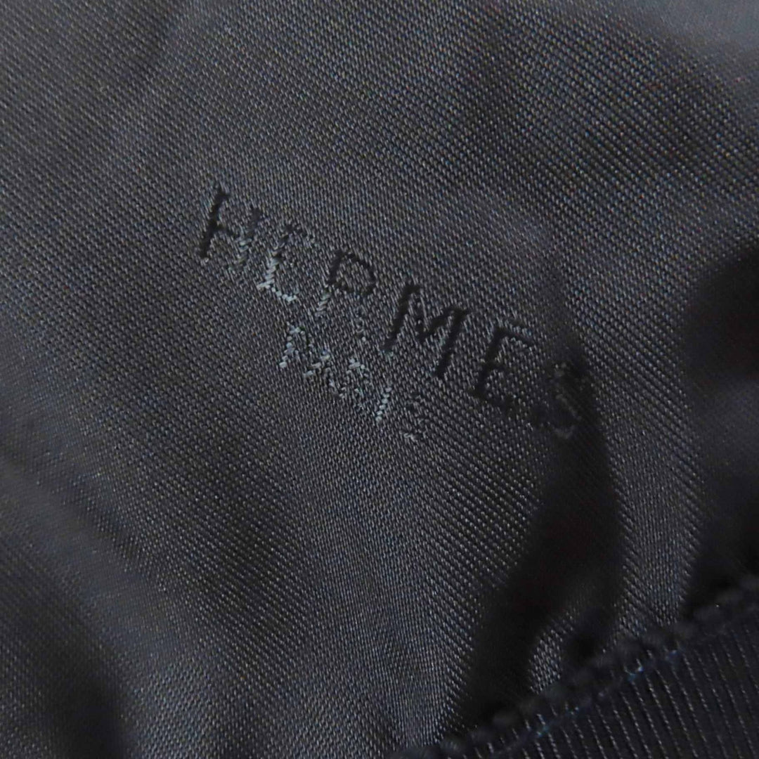 Great HERMES hat Belted hat/ Navy light blue polyester Women 56