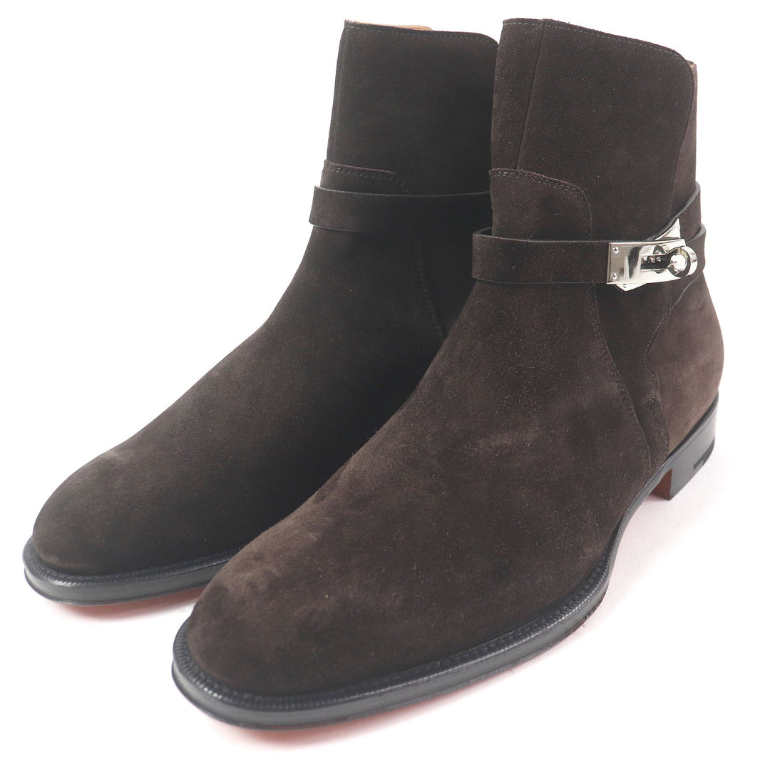 Pristine HERMES boots Fortune Ankle Boots Short Boots Dark brown Suede leather