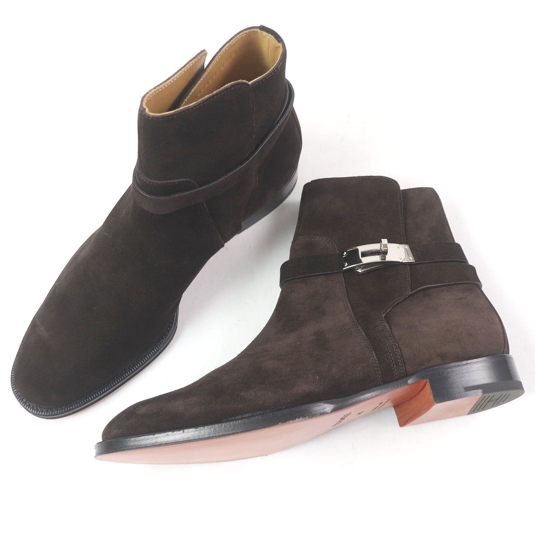 Pristine HERMES boots Fortune Ankle Boots Short Boots Dark brown Suede leather