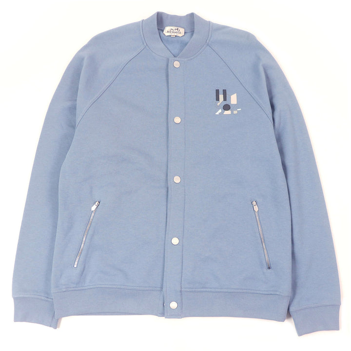 Excellent HERMES Jacket Jeu dAdresse Lamb Leather Patch Stadium Jacket blue mens XL