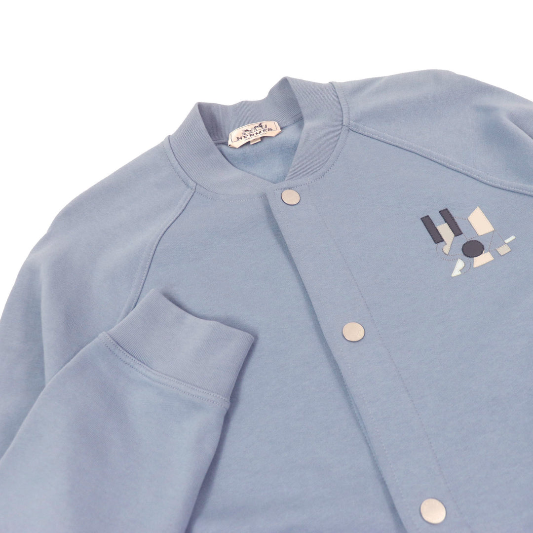 Excellent HERMES Jacket Jeu dAdresse Lamb Leather Patch Stadium Jacket blue mens XL