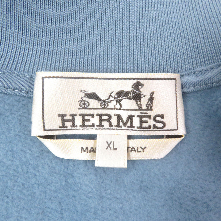 Excellent HERMES Jacket Jeu dAdresse Lamb Leather Patch Stadium Jacket blue mens XL