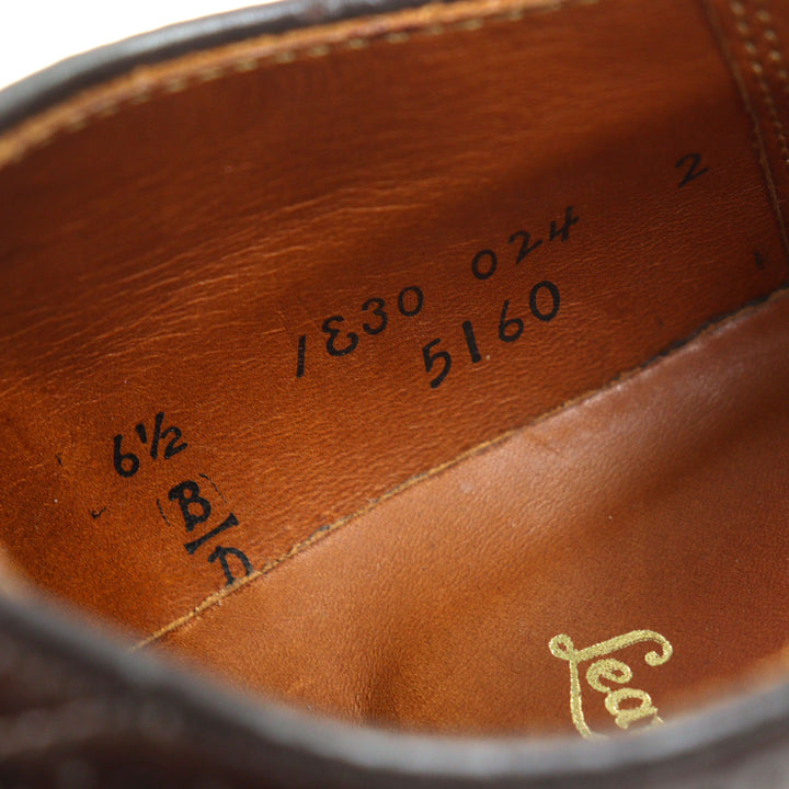 Great ALDEN Leather shoes 5160 special order Soul cap toe semi-brogue imens 6.5