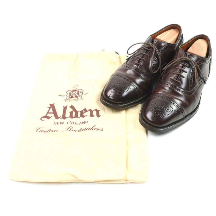 Great ALDEN Leather shoes 5160 special order Soul cap toe semi-brogue imens 6.5