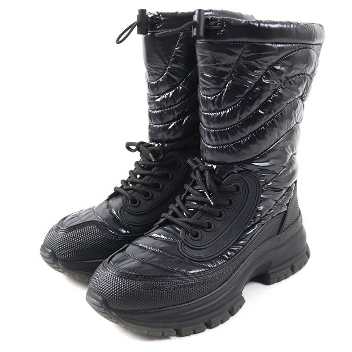 Excellent LOUIS VUITTON boots LV logo Monogram lining Lace-up black Nylon mens 6