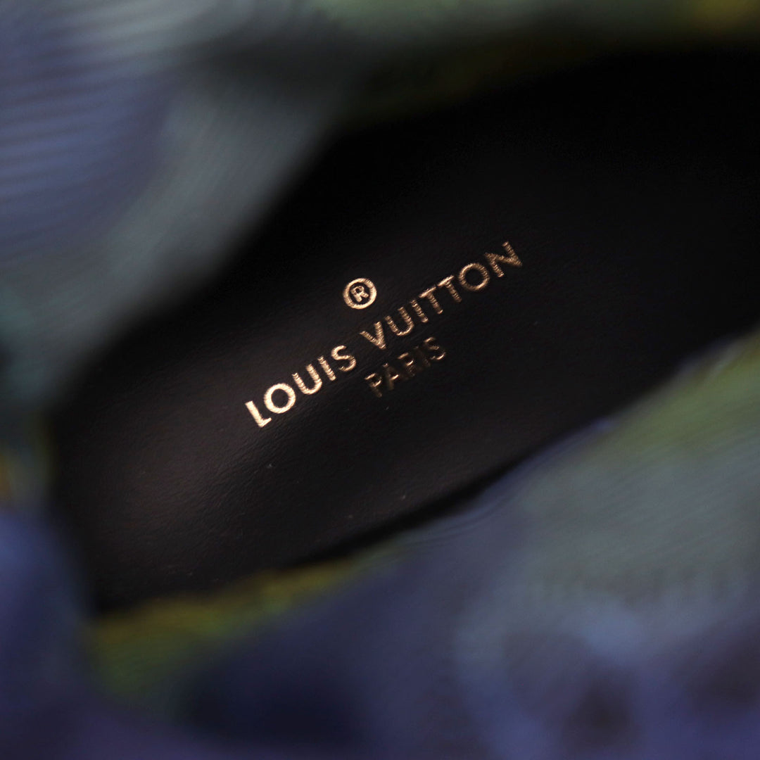 Excellent LOUIS VUITTON boots LV logo Monogram lining Lace-up black Nylon mens 6