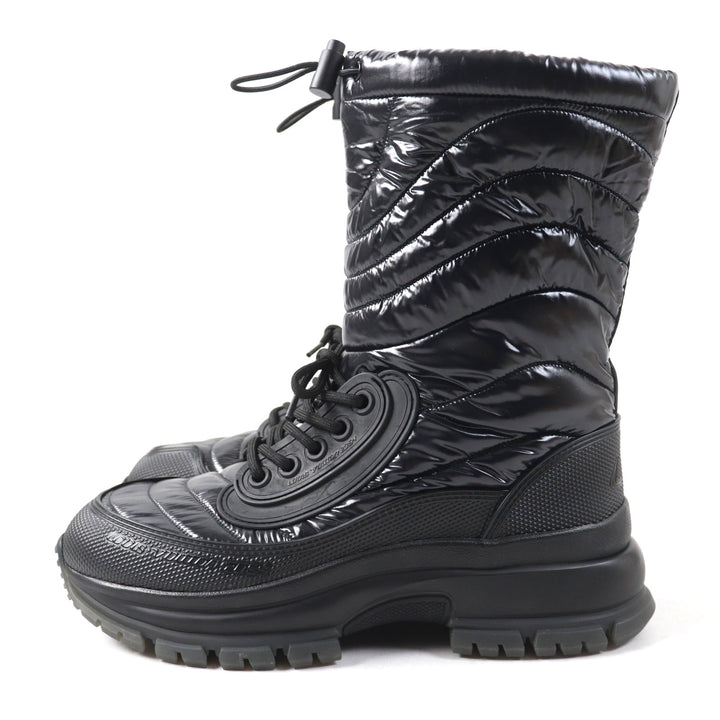 Excellent LOUIS VUITTON boots LV logo Monogram lining Lace-up black Nylon mens 6
