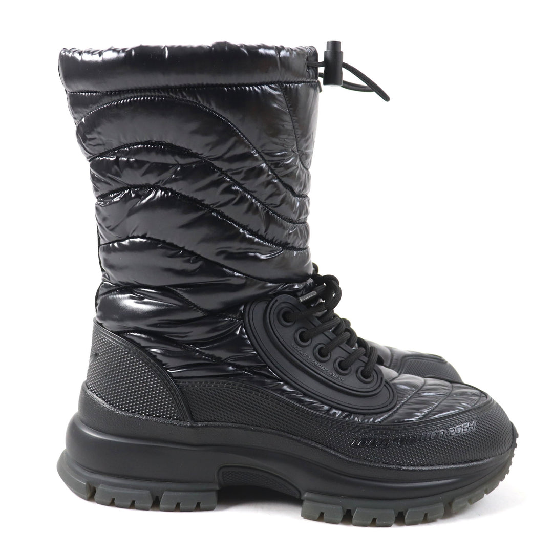 Excellent LOUIS VUITTON boots LV logo Monogram lining Lace-up black Nylon mens 6