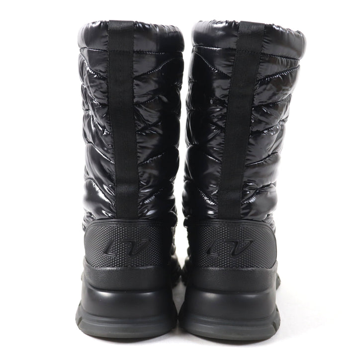Excellent LOUIS VUITTON boots LV logo Monogram lining Lace-up black Nylon mens 6