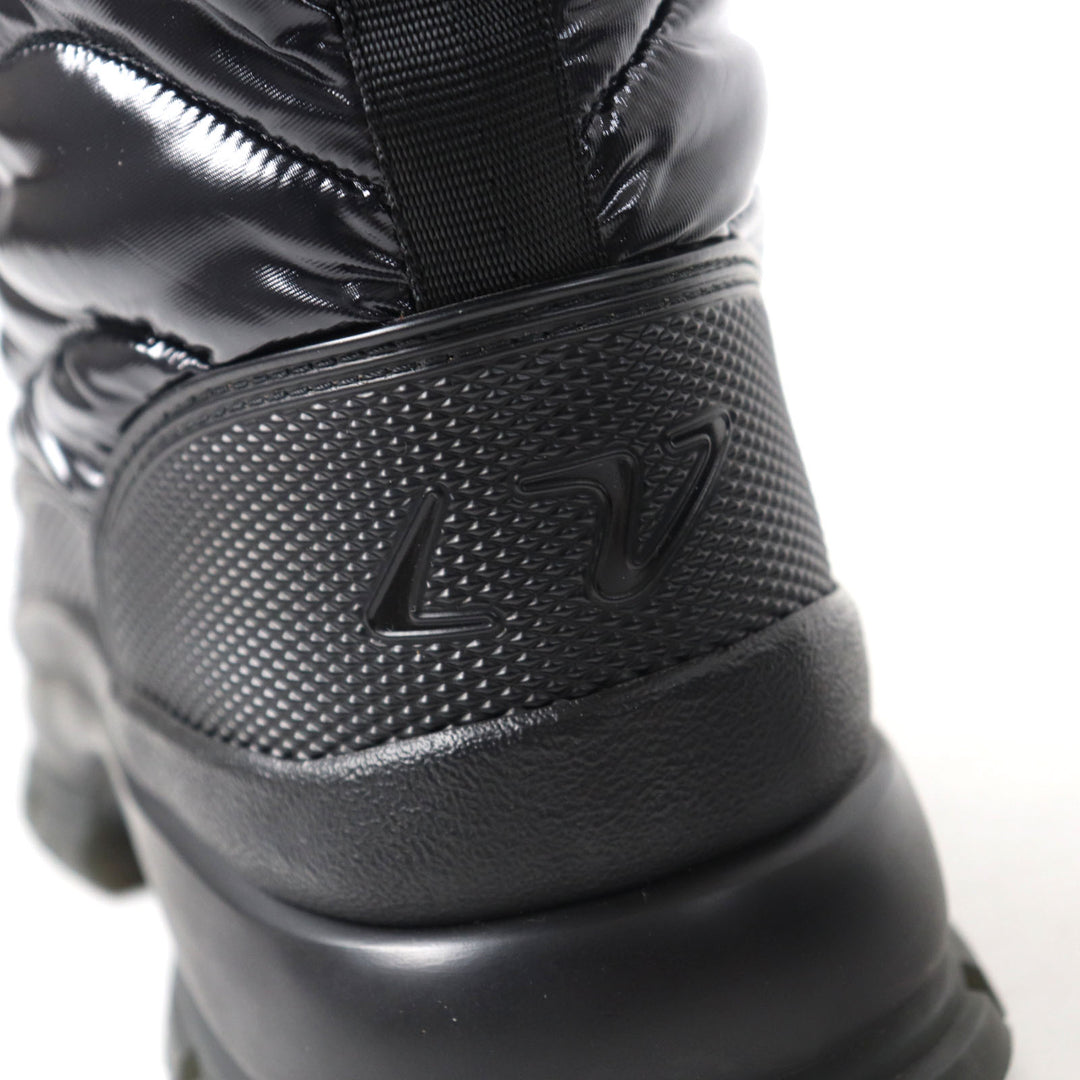 Excellent LOUIS VUITTON boots LV logo Monogram lining Lace-up black Nylon mens 6