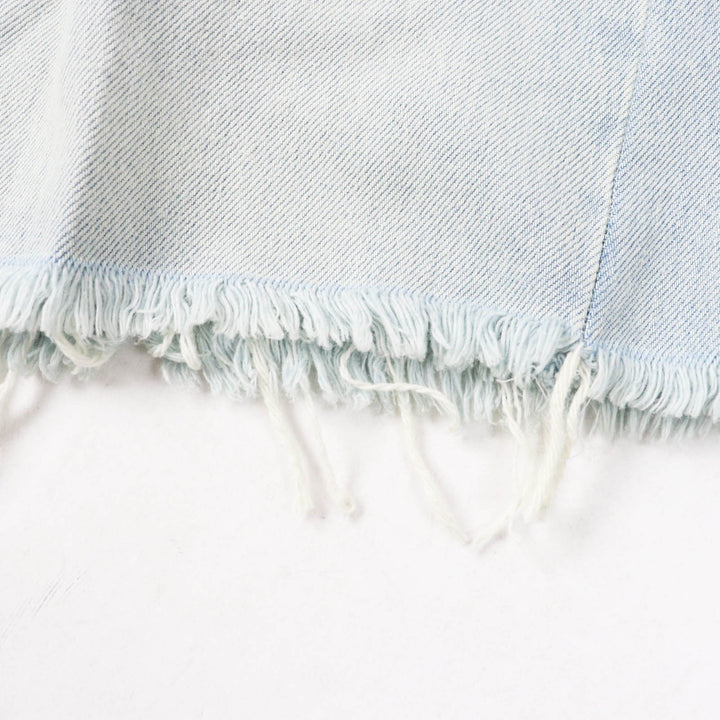 Excellent MIUMIU Shorts Logo Cutoff Light blue cotton Women 26 GWP439