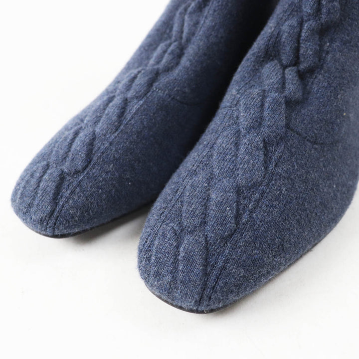 Pristine HERMES short boots duo Exlibris Flat Knit Blue Women 36