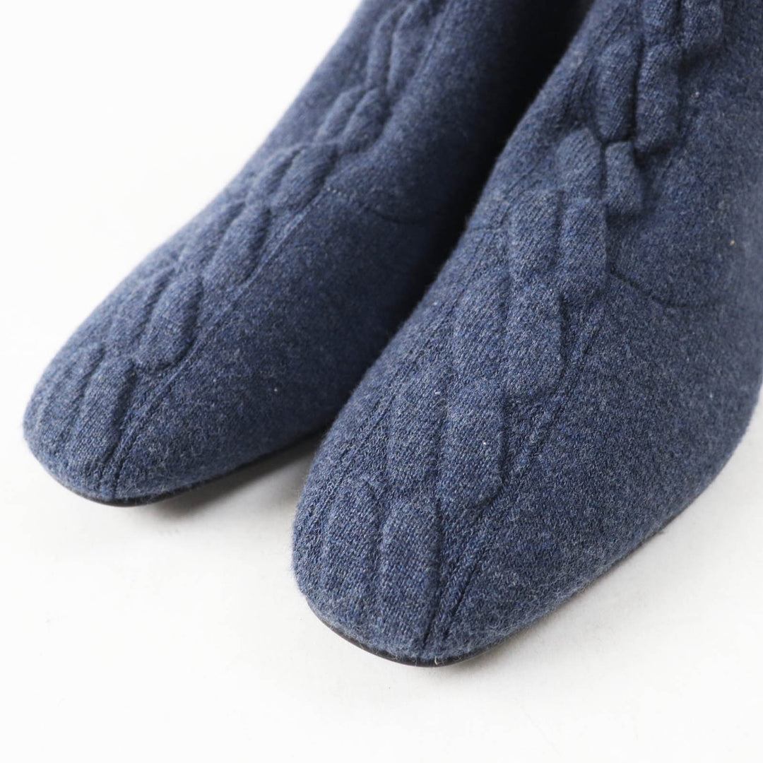 Pristine HERMES short boots duo Exlibris Flat Knit Blue Women 36