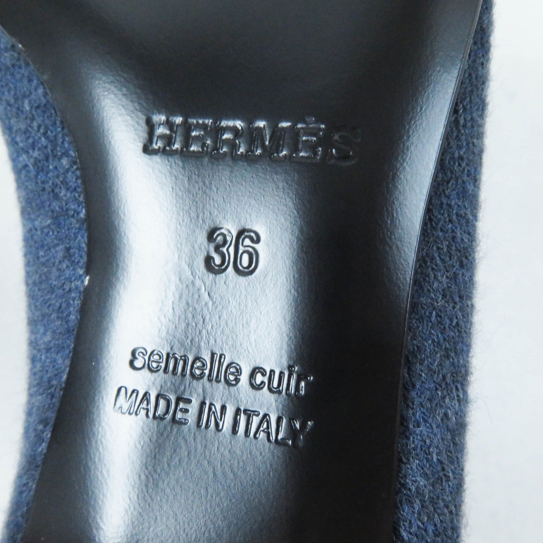 Pristine HERMES short boots duo Exlibris Flat Knit Blue Women 36