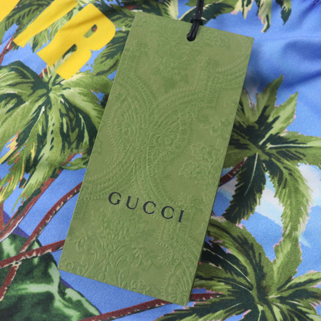 Pristine GUCCI Shorts Button fly half aloha shorts blue cotton mens 46 672698