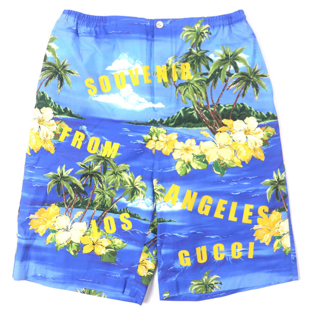 Pristine GUCCI Shorts Button fly half aloha shorts blue cotton mens 46 672698
