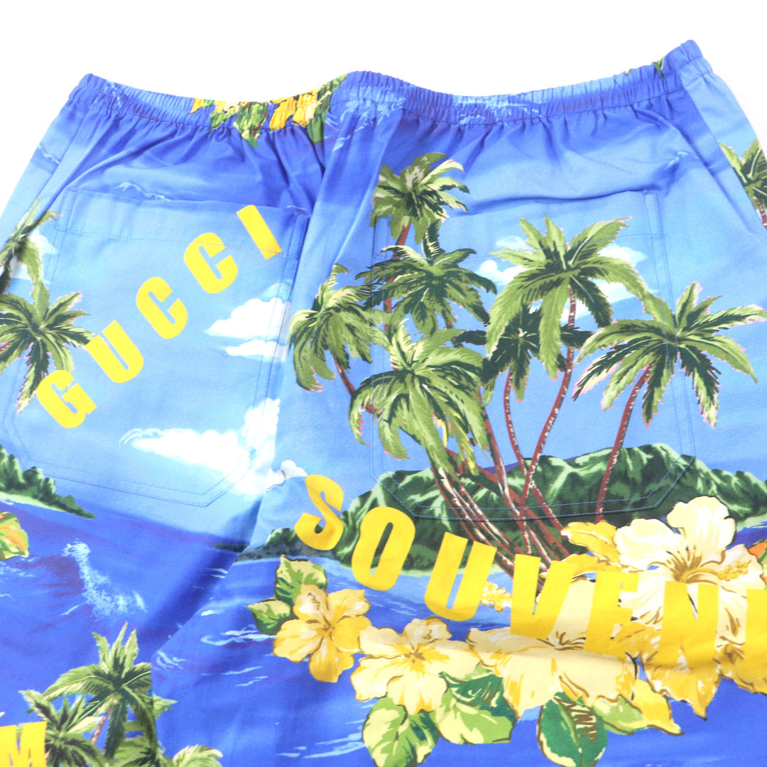 Pristine GUCCI Shorts Button fly half aloha shorts blue cotton mens 46 672698