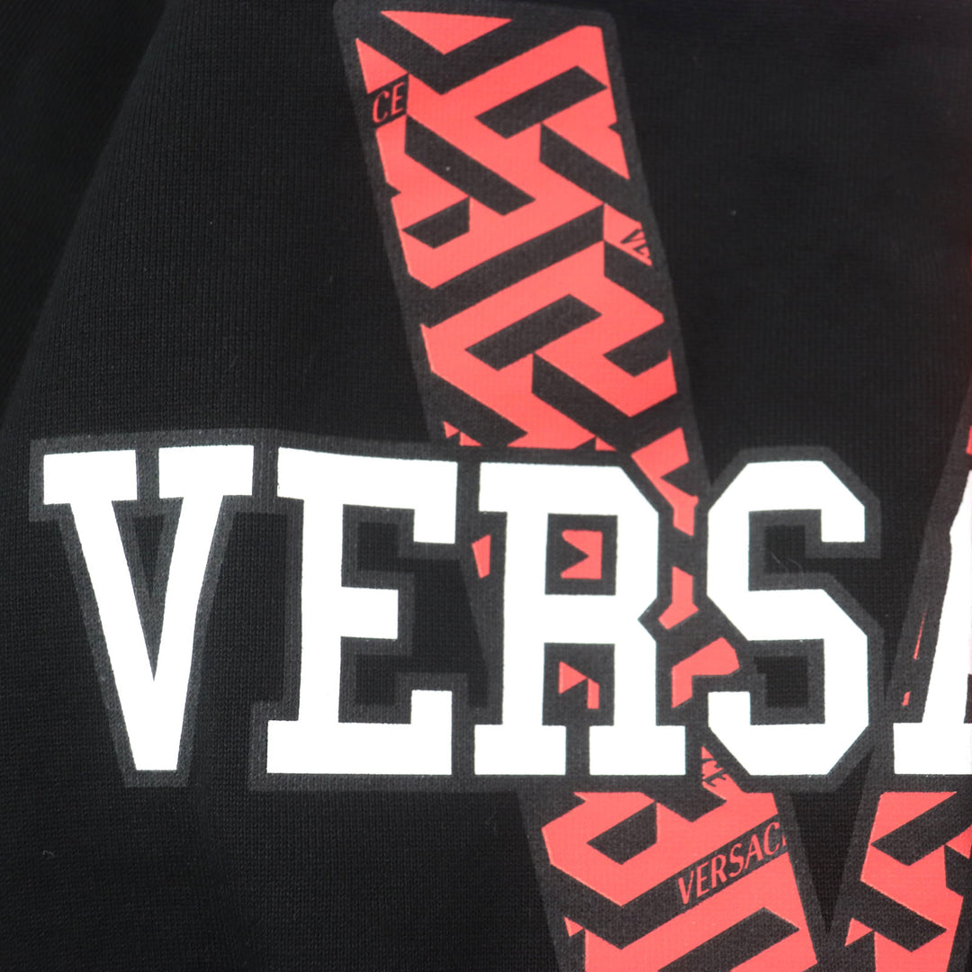 Pristine VERSACE sweat patchwork crew neck pullover black cotton mens XXL 1004001