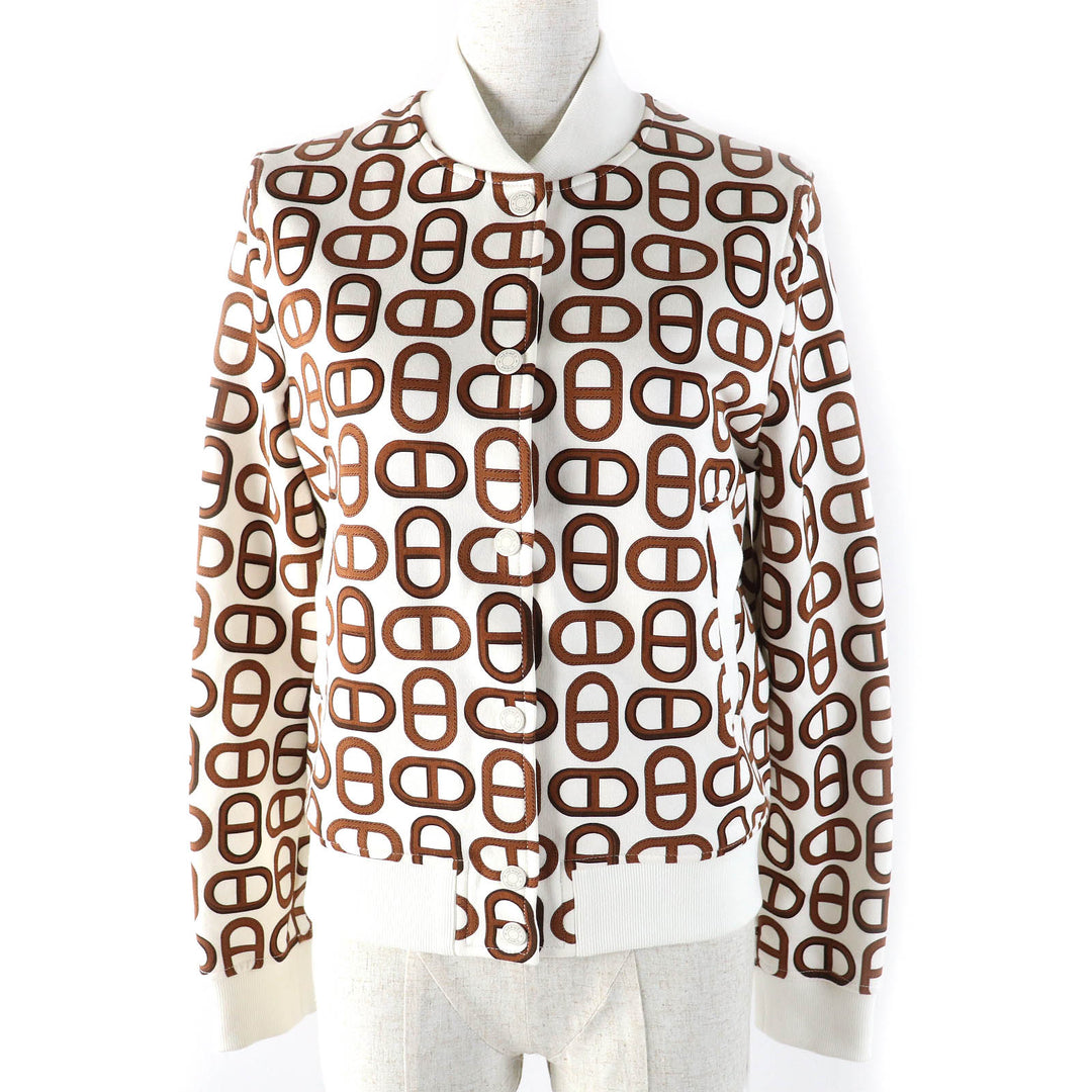 Pristine HERMES Blouson Serie Button Chaine d'Ancre Jacket cotton Women 34